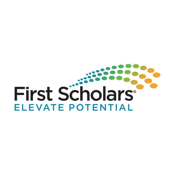 First Scholars Elevate Potential logo with blue, green, yellow gradient dots arcing to right